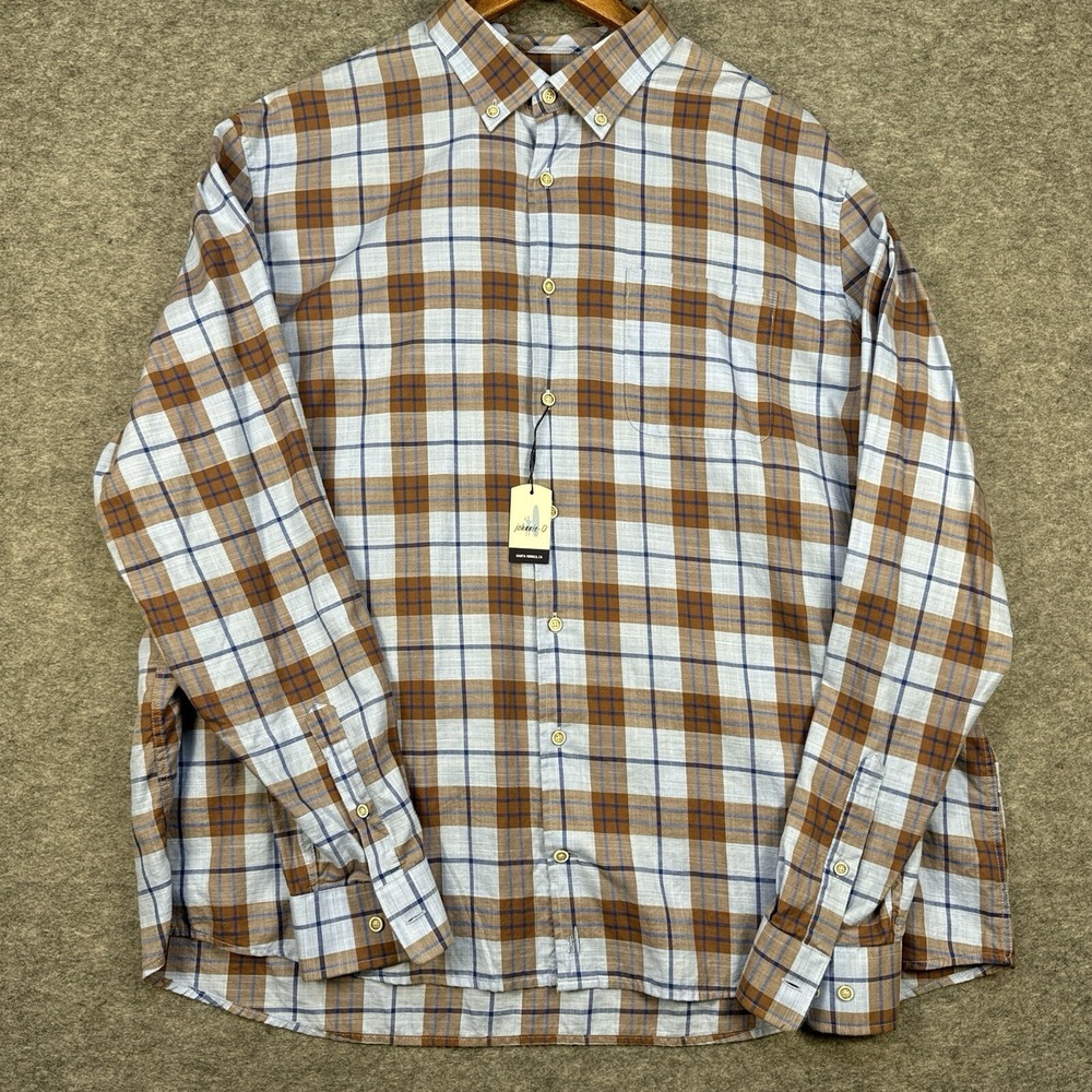 Johnnie-O Shirt Mens XXL Hangin Out Plaid Blue Gray New Soft Surf Preppy